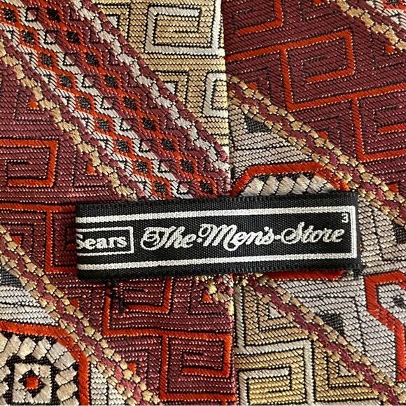 Vintage Sears “The Mens Store” Clip Tie red gold gray black - Picture 4 of 8